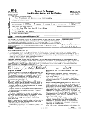 Form W-9 Request for Taxpayer Identification Number and Certification