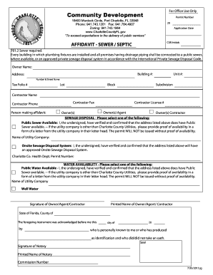 Florida Sewer Septic Affidavit