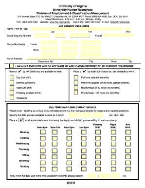 UVA Temporary Employment Service Application