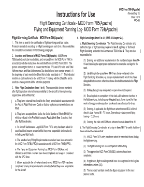 Flight Servicing Certificate - MOD Form 705(Apache)