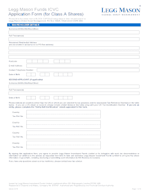 Legg Mason Funds ICVC Application Form