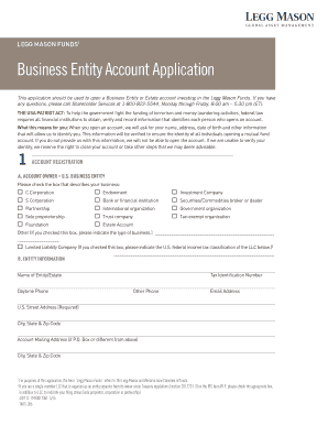 Legg Mason Business Entity Account Application
