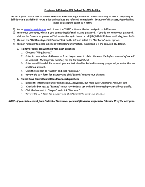 W-4 Federal Tax Withholding Form