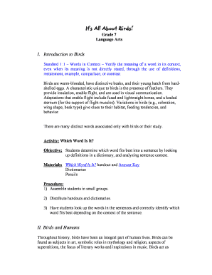 Birds Educational Activity Worksheet