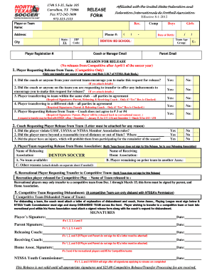 Player Release Form