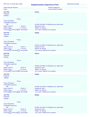 US Federal Supplementary Experience Form