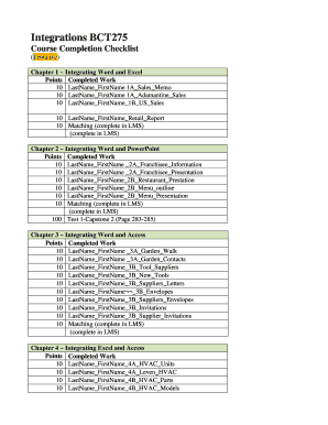 Course Completion Checklist