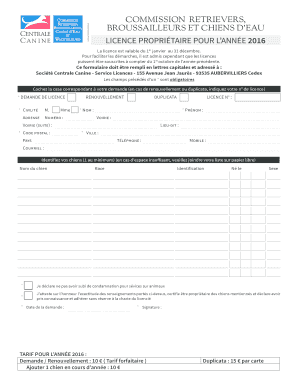 LICENCE PROPRIÉTAIRE POUR L’ANNÉE 2016
