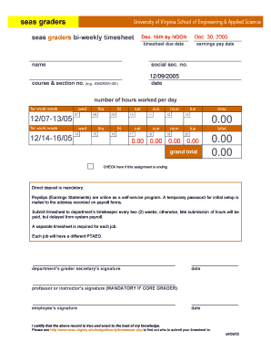 Seas graders bi-weekly timesheet - seas virginia