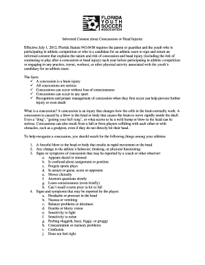 Florida Concussion Informed Consent Form