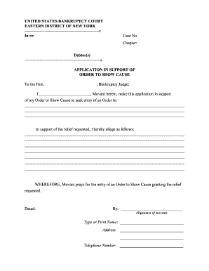 Order to Show Cause Application