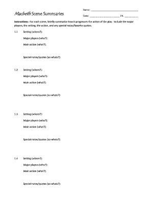 Macbeth Scene Summaries Form