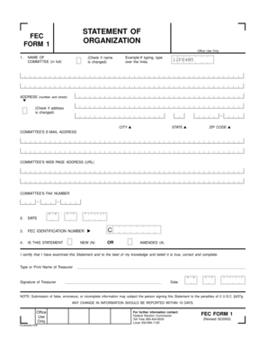 FEC Form 1 Organization Statement