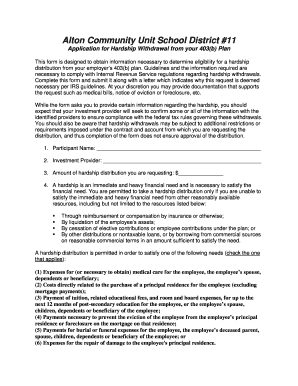 403(b) Hardship Withdrawal Application