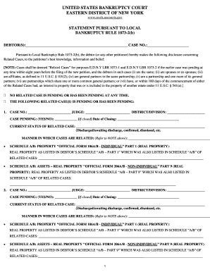 Statement Pursuant to Local Bankruptcy Rule 1073-2(b)