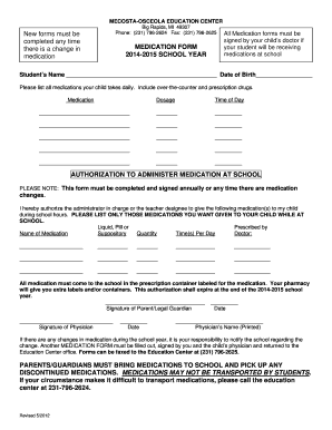 Medication Authorization Form