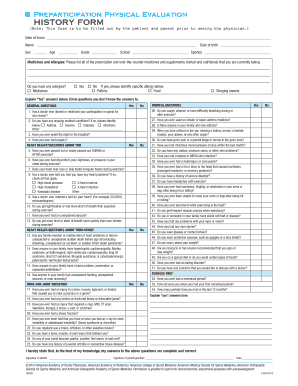 Preparticipation Physical Evaluation Form