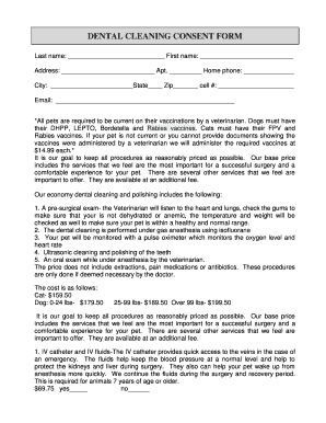 Dental Cleaning Consent Form