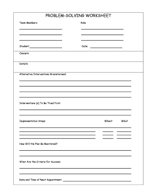 Fillable Online PROBLEM-SOLVING WORKSHEET Fax Email Print - pdfFiller