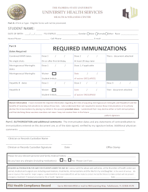 Florida State University Health Compliance Record