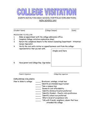 College Visitation Exploration Form