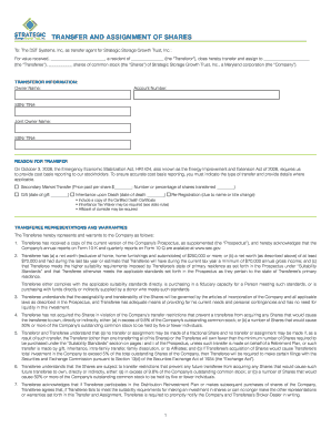 Transfer and Assignment of Shares