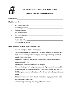 Diabetic Emergency Health Care Plan
