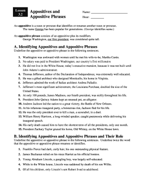 Appositive Phrases Worksheet