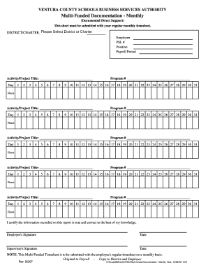 Ventura County Multi-Funded Timesheet