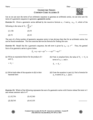 Geometric Series Worksheet