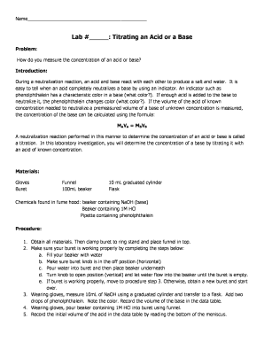 Lab Report Titration Acid Base