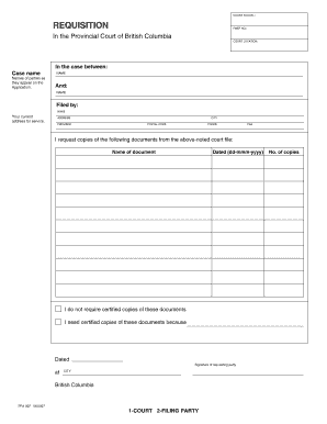 British Columbia Court Document Request Form