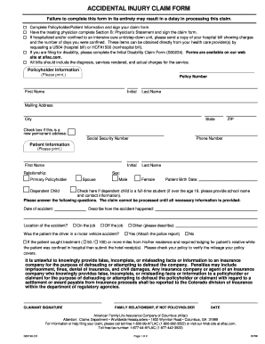 Accidental Injury Claim Form