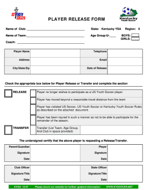 Player Release Form
