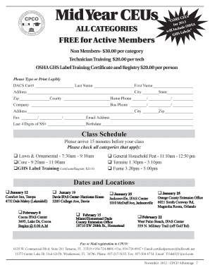 Mid Year CEUs Registration Form