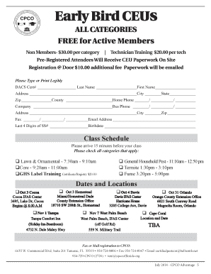 Early Bird CEUs Registration Form