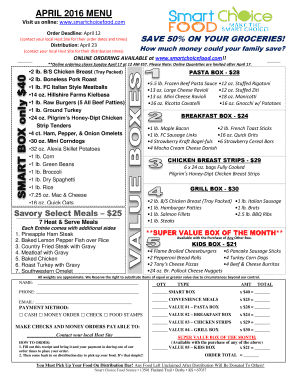 Smart Choice Food Order Form