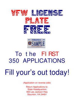 Virginia VFW License Plate Application