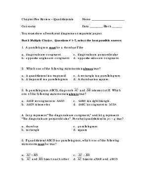 Geometry Quadrilaterals Review
