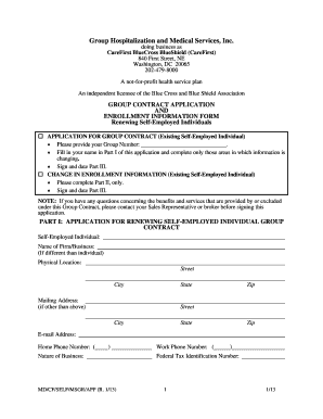 CareFirst Group Contract Application and Enrollment Form