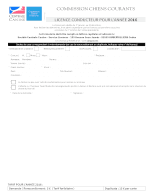 Licence Conducteur Pour L’Année 2016