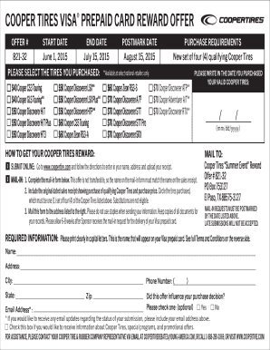 Cooper Tires Visa Prepaid Card Reward Offer