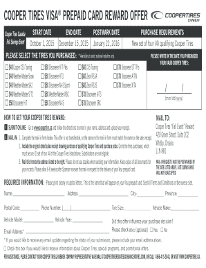 Cooper Tires Visa Prepaid Card Reward Offer