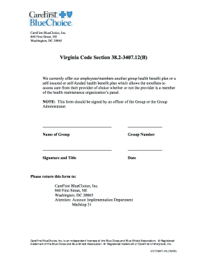 CareFirst BlueChoice Health Plan Notice