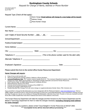 Request for Change of Name, Address or Phone Number