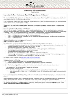Food Premises Notification Form