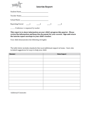 Student Interim Report Form