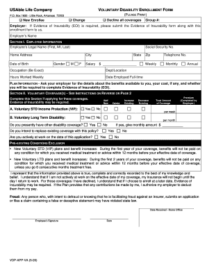 USAble Life Voluntary Disability Enrollment Form