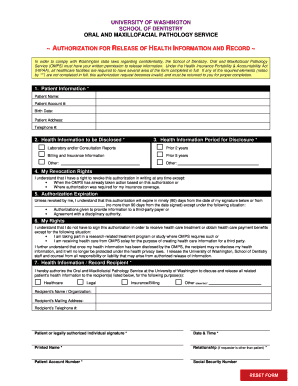 University of Washington Health Information Release Authorization