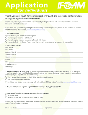 IFOAM Membership Application Form